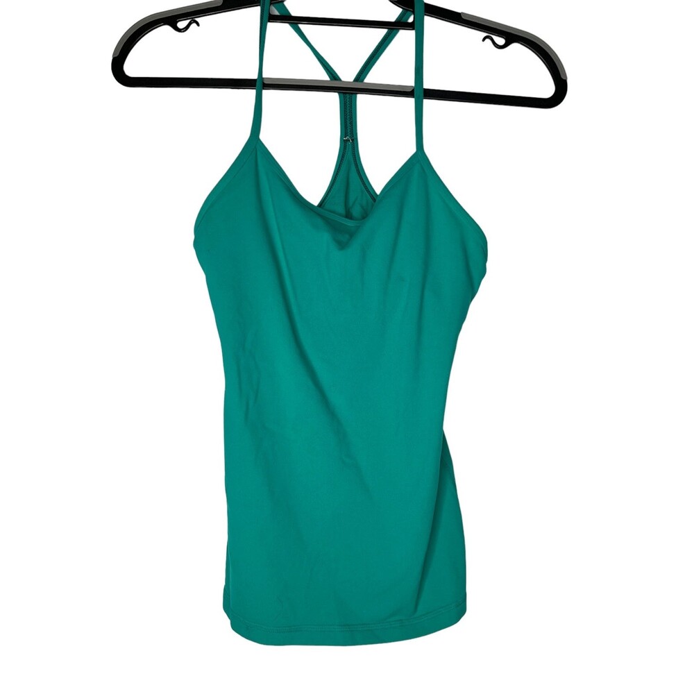 Lululemon Power Y Padded Yoga Tank Top Womens 4Built In Bra Teal Tennis Gym Run